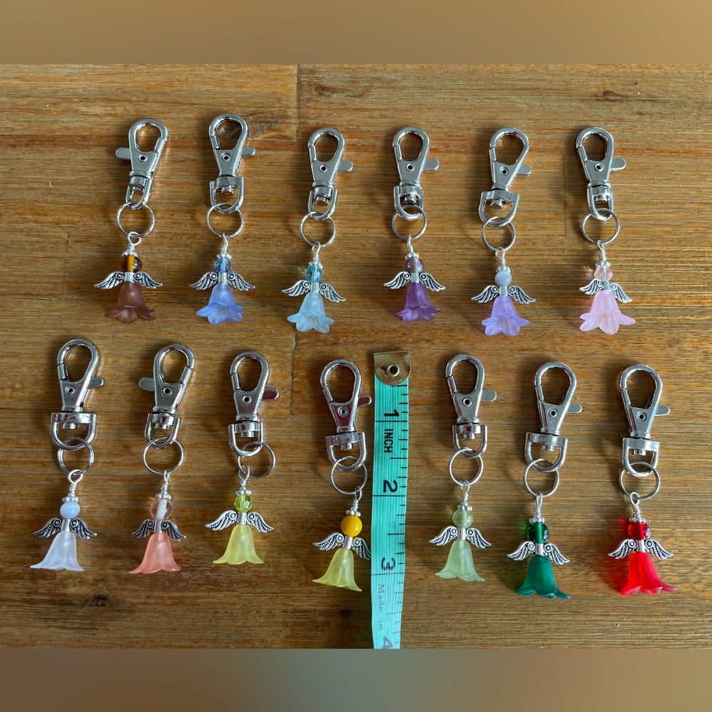 Handmade Pink Angel Hand Bag Charm Keychain Zipper Pull Snap Hook Clip - Picture 4 of 4